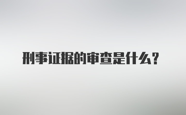 刑事证据的审查是什么？