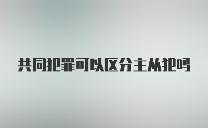 共同犯罪可以区分主从犯吗