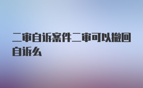 二审自诉案件二审可以撤回自诉么