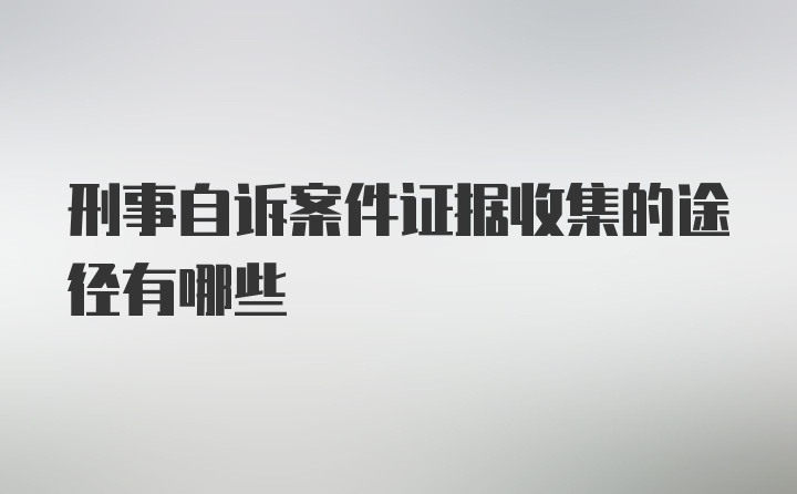 刑事自诉案件证据收集的途径有哪些