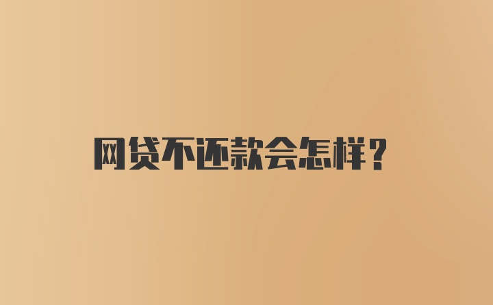 网贷不还款会怎样？