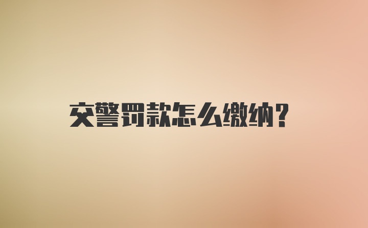 交警罚款怎么缴纳？