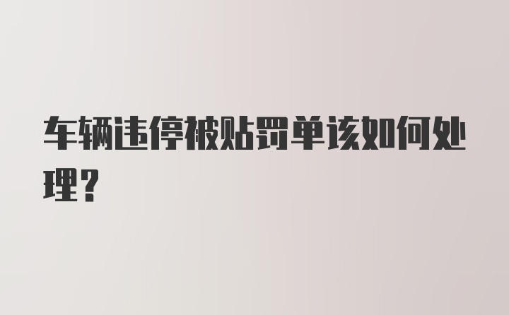 车辆违停被贴罚单该如何处理？