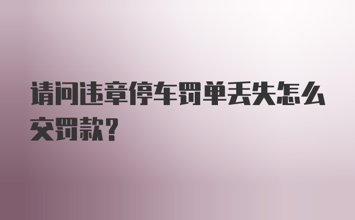 请问违章停车罚单丢失怎么交罚款？