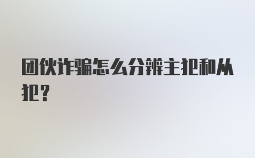 团伙诈骗怎么分辨主犯和从犯？