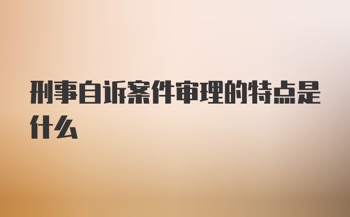 刑事自诉案件审理的特点是什么