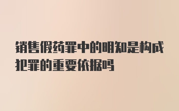 销售假药罪中的明知是构成犯罪的重要依据吗