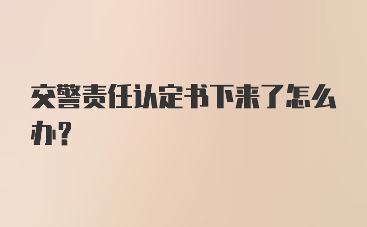 交警责任认定书下来了怎么办？