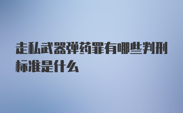 走私武器弹药罪有哪些判刑标准是什么