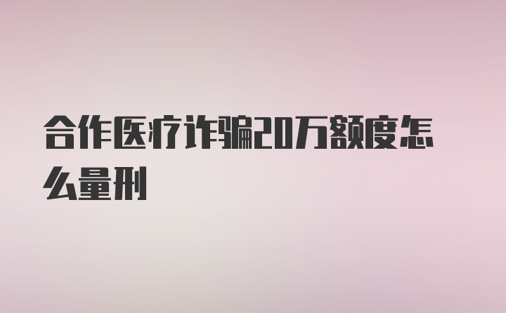 合作医疗诈骗20万额度怎么量刑