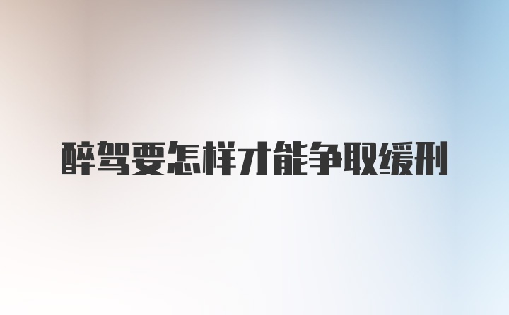 醉驾要怎样才能争取缓刑