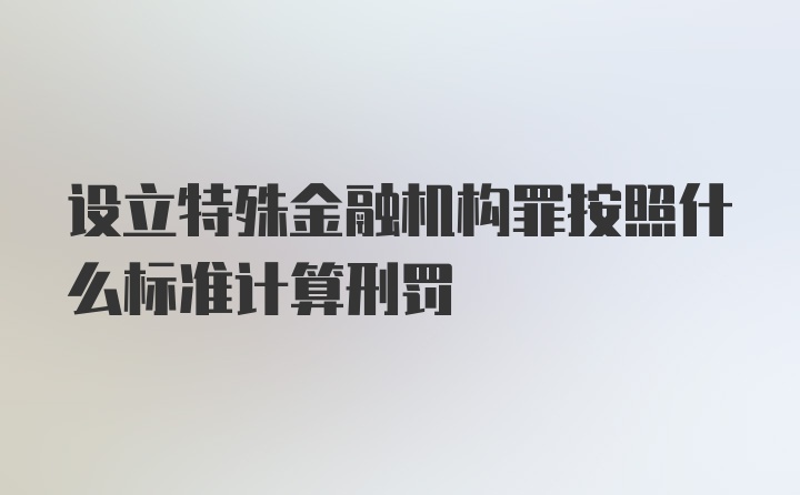 设立特殊金融机构罪按照什么标准计算刑罚