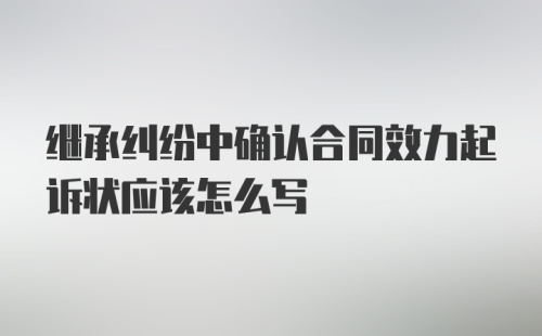 继承纠纷中确认合同效力起诉状应该怎么写