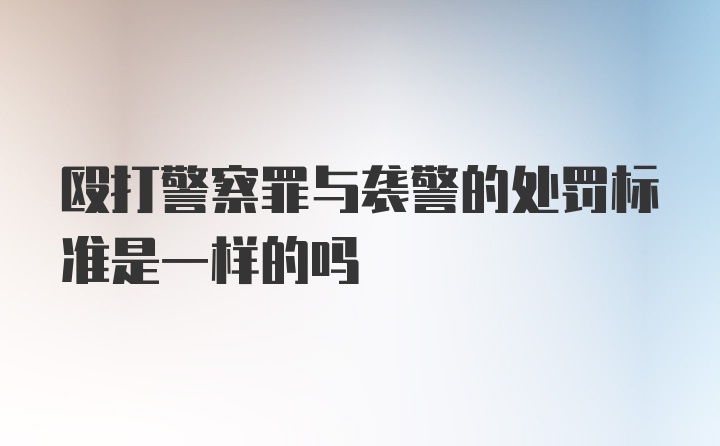 殴打警察罪与袭警的处罚标准是一样的吗