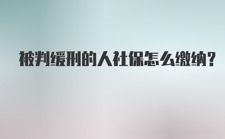 被判缓刑的人社保怎么缴纳？