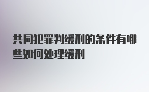 共同犯罪判缓刑的条件有哪些如何处理缓刑