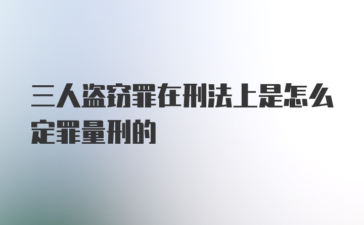 三人盗窃罪在刑法上是怎么定罪量刑的