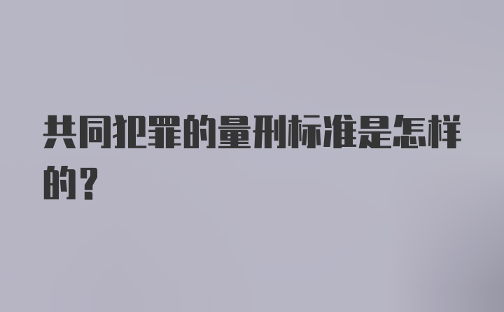 共同犯罪的量刑标准是怎样的？