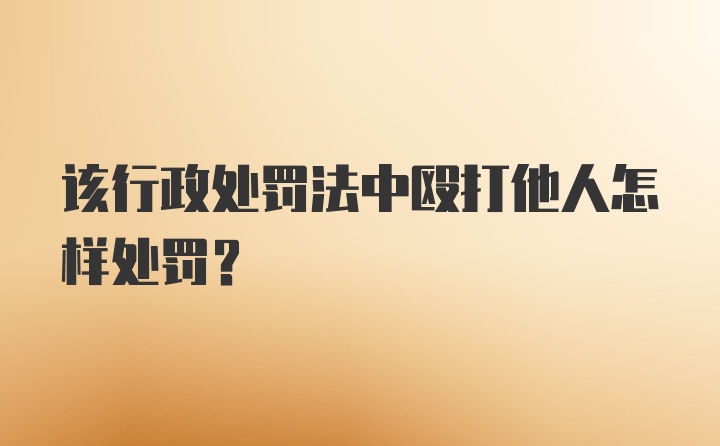 该行政处罚法中殴打他人怎样处罚？