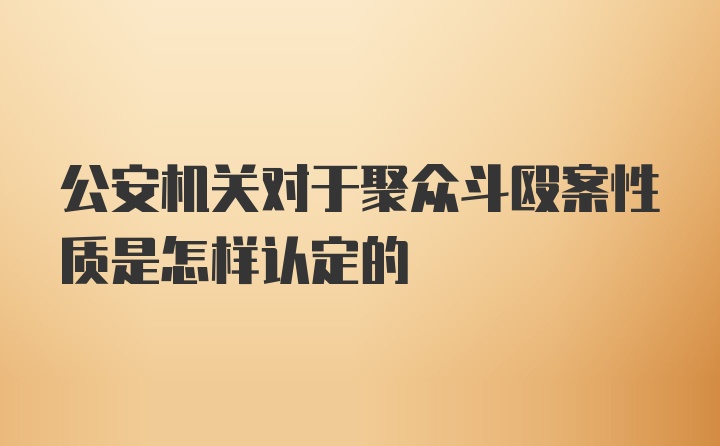 公安机关对于聚众斗殴案性质是怎样认定的