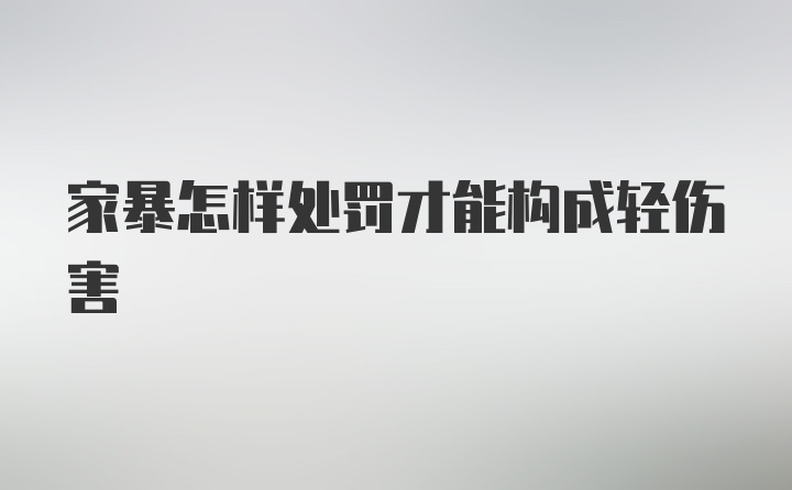 家暴怎样处罚才能构成轻伤害