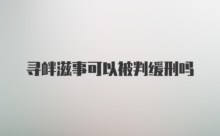 寻衅滋事可以被判缓刑吗