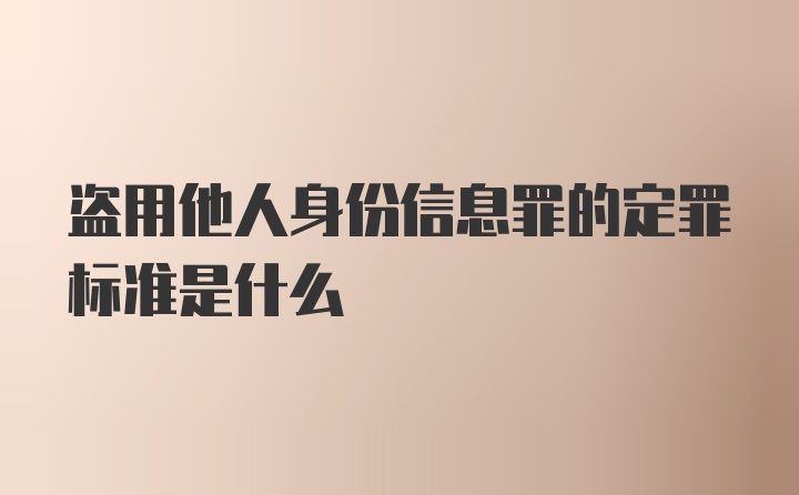 盗用他人身份信息罪的定罪标准是什么