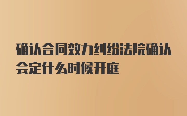 确认合同效力纠纷法院确认会定什么时候开庭