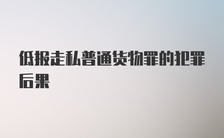 低报走私普通货物罪的犯罪后果