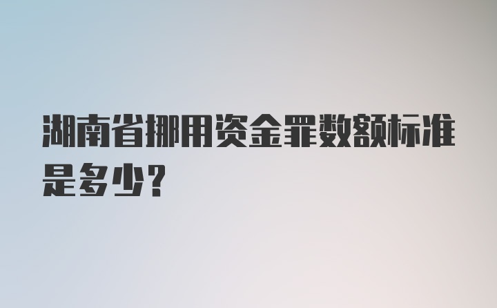 湖南省挪用资金罪数额标准是多少？