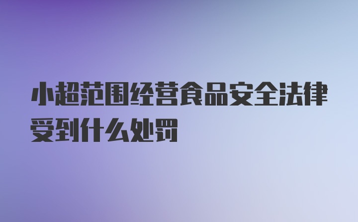 小超范围经营食品安全法律受到什么处罚