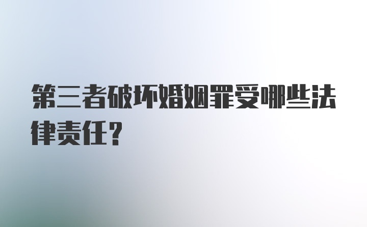 第三者破坏婚姻罪受哪些法律责任？