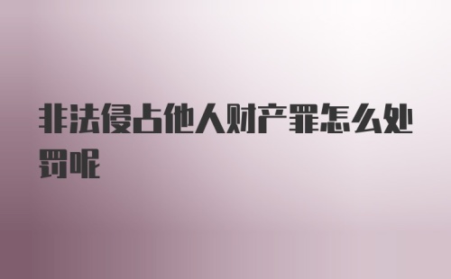 非法侵占他人财产罪怎么处罚呢