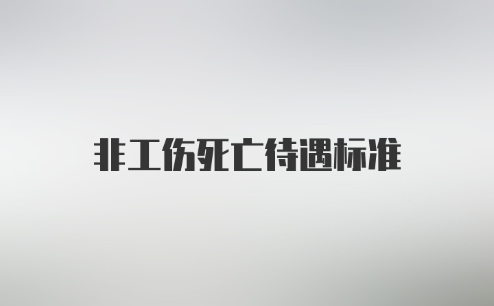 非工伤死亡待遇标准