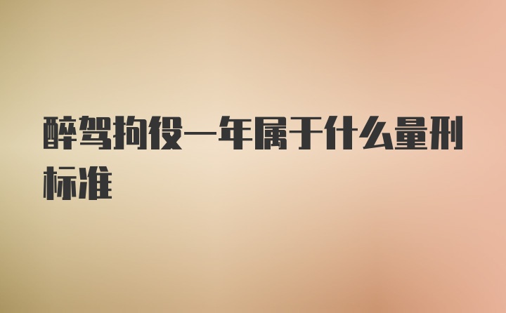 醉驾拘役一年属于什么量刑标准