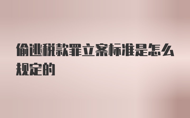 偷逃税款罪立案标准是怎么规定的