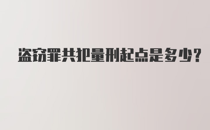 盗窃罪共犯量刑起点是多少？