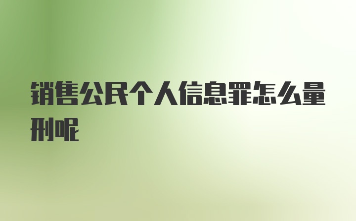 销售公民个人信息罪怎么量刑呢