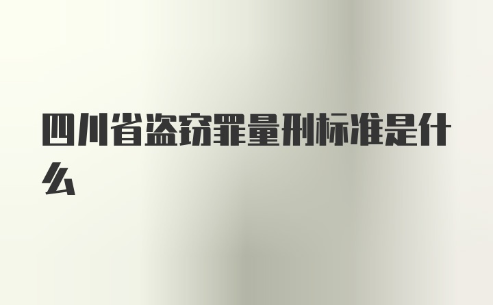 四川省盗窃罪量刑标准是什么