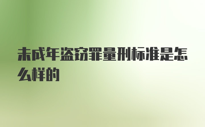 未成年盗窃罪量刑标准是怎么样的