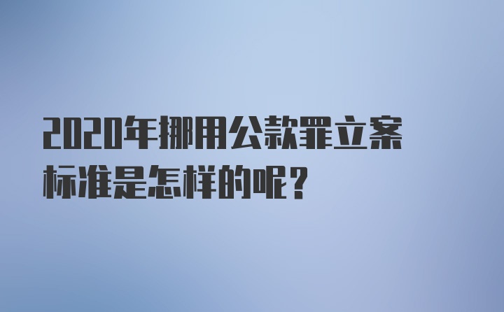 2020年挪用公款罪立案标准是怎样的呢？