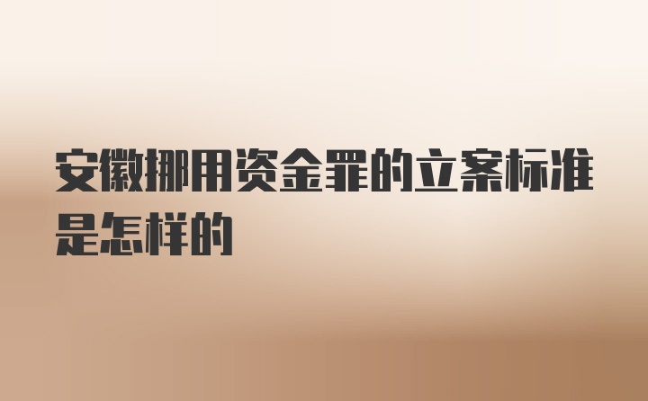 安徽挪用资金罪的立案标准是怎样的