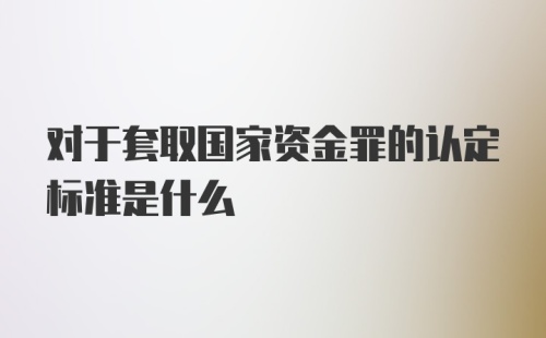 对于套取国家资金罪的认定标准是什么