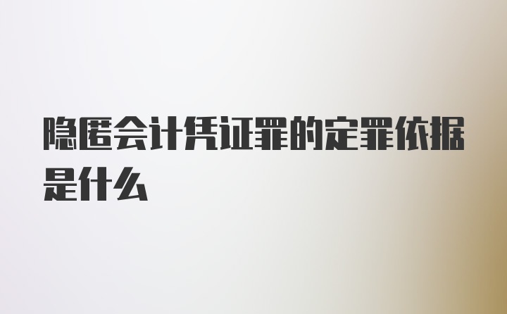 隐匿会计凭证罪的定罪依据是什么