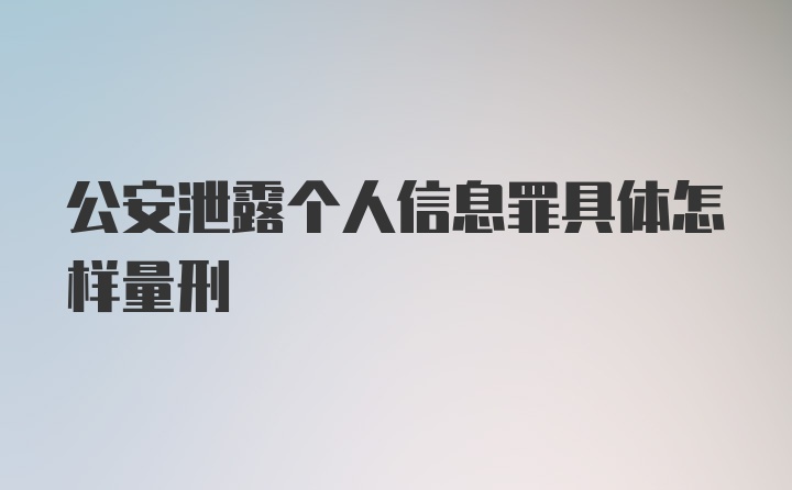公安泄露个人信息罪具体怎样量刑