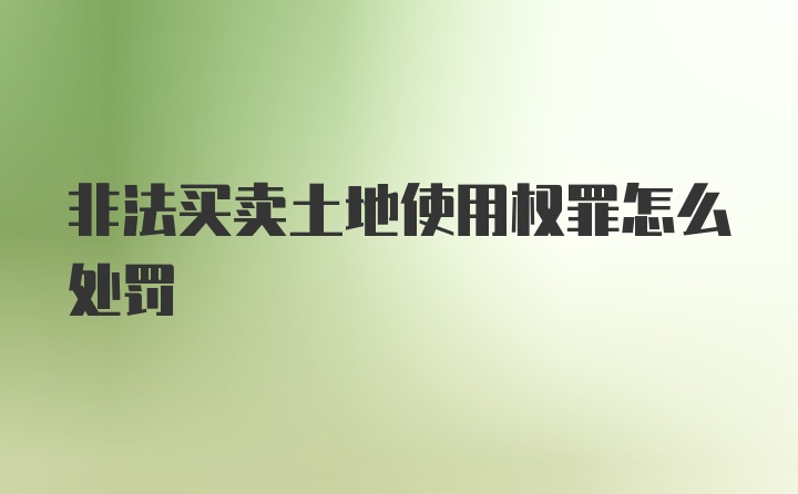 非法买卖土地使用权罪怎么处罚