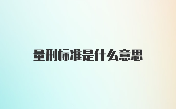 量刑标准是什么意思