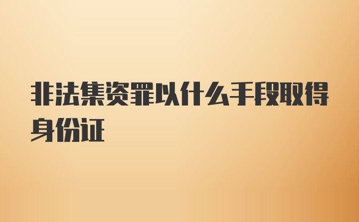 非法集资罪以什么手段取得身份证