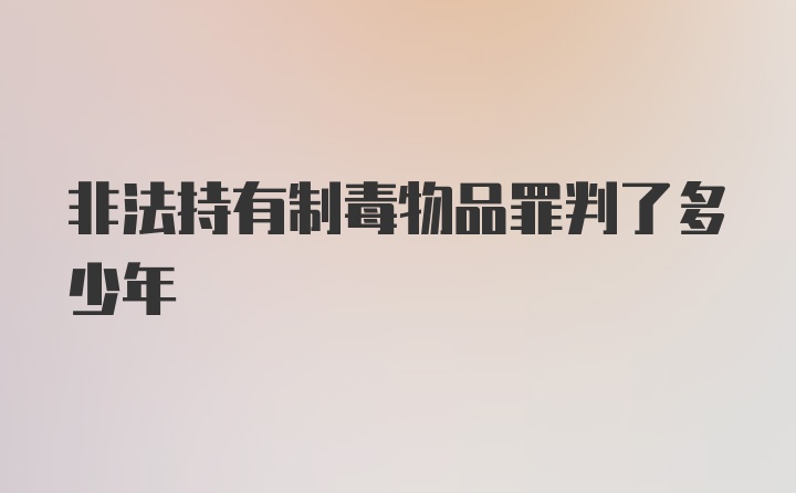 非法持有制毒物品罪判了多少年