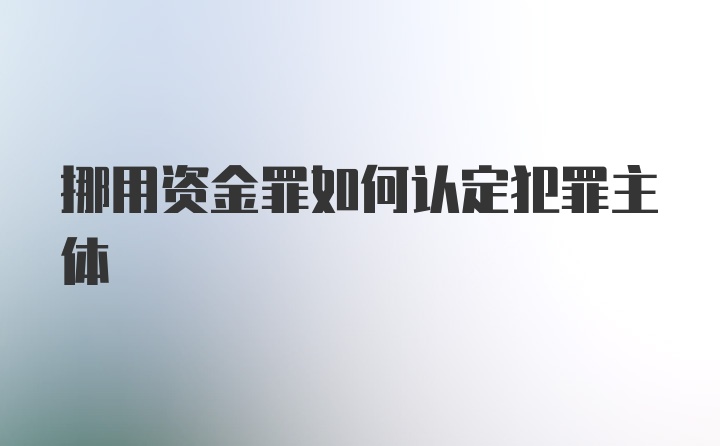 挪用资金罪如何认定犯罪主体